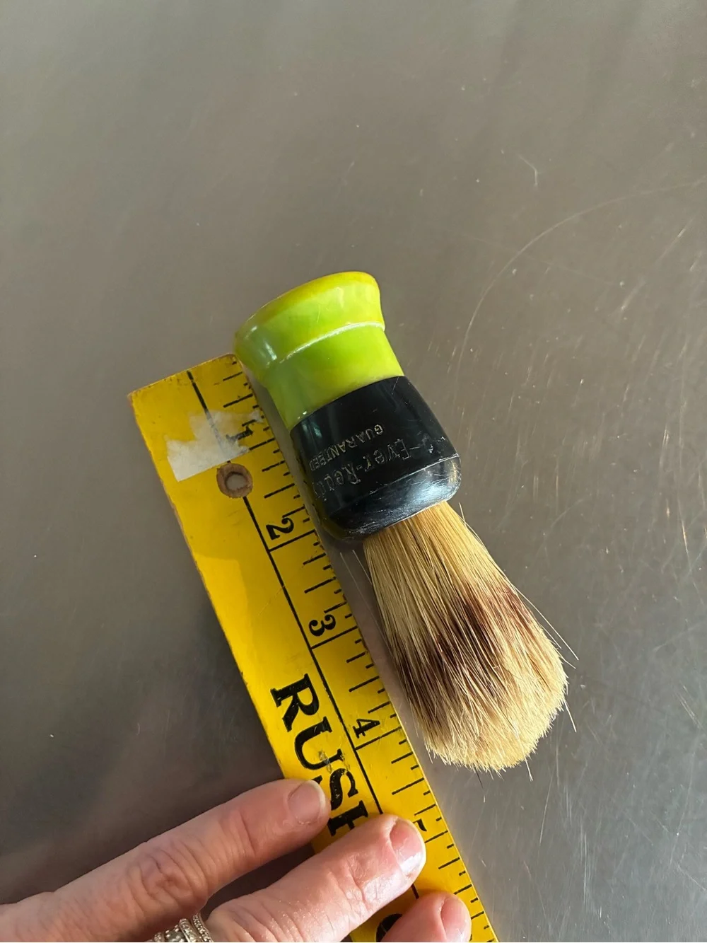 Shaving Brush Bakelite Catalan Yellow-Green W/ Boar or Badger Bristles VTG